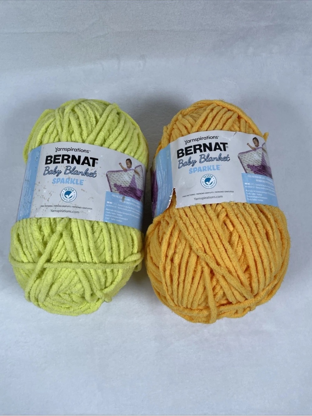 LOT OF 2 Skeins Yarnspirations Bernat Baby Blanket Sparkle Yarn 161271 - 220 Yds